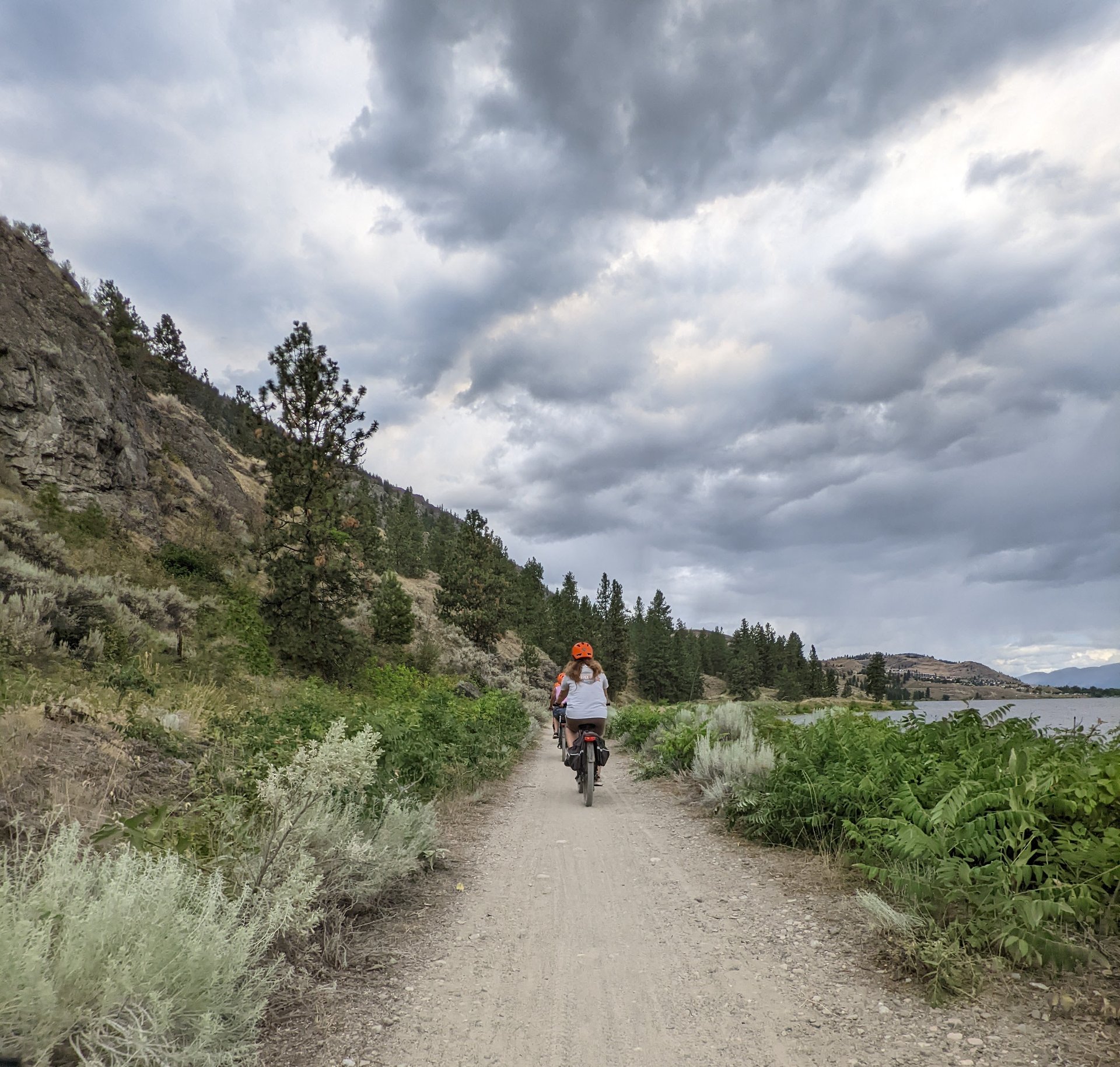 biking on the kvr trail along skaha lake from okanagan falls to penticton