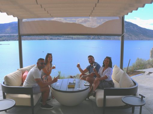 Bubbles Don't Count guests enjoying the views and bubbles at Evolve Sparkling House