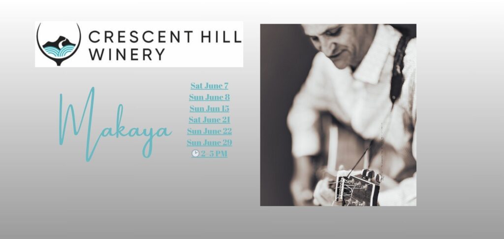 Image of man playing guitar with information about upcoming show times