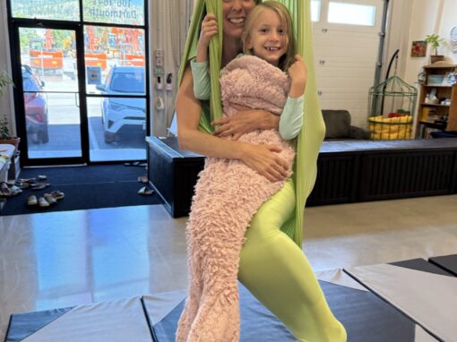 Adult and kids aerial hammock birthday parties at Steady Effort Yoga • Wellness • Sound.