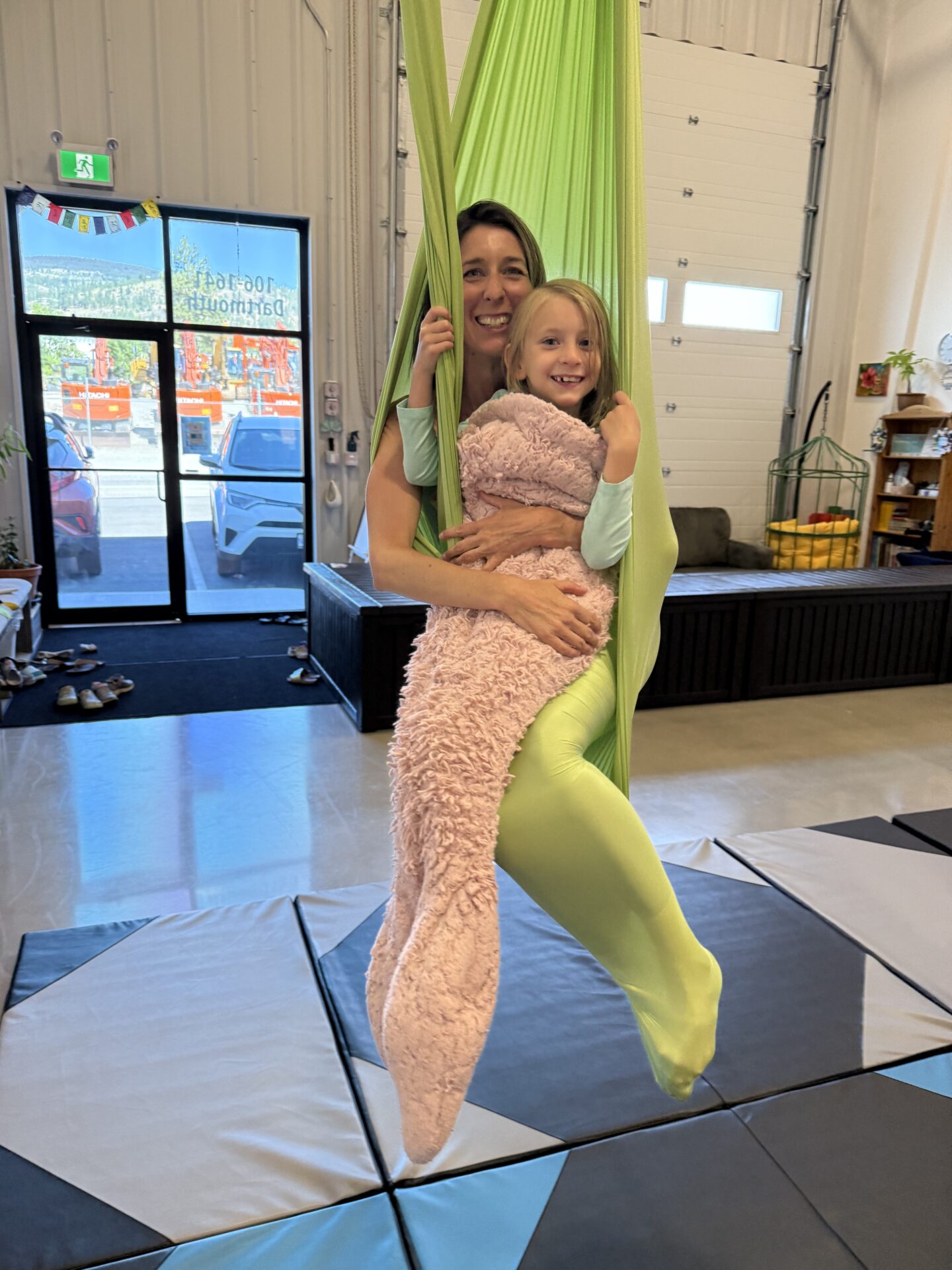 Adult and kids aerial hammock birthday parties at Steady Effort Yoga • Wellness • Sound.