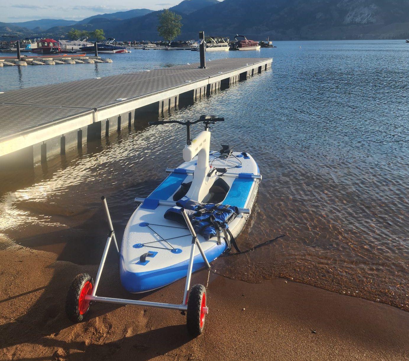 Tiki Water Bikes on shore